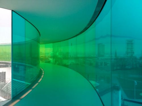 The 360° rainbow roof of Aarhus's ARoS art museum
