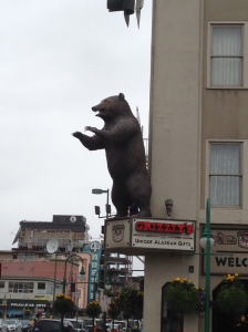 Bear statue on shopfront, Anchorage